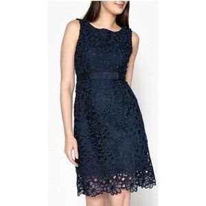 Gerard Darel Womens Blue Lace Overlay Sleeveless Sheath Dress size FR 40 US 8